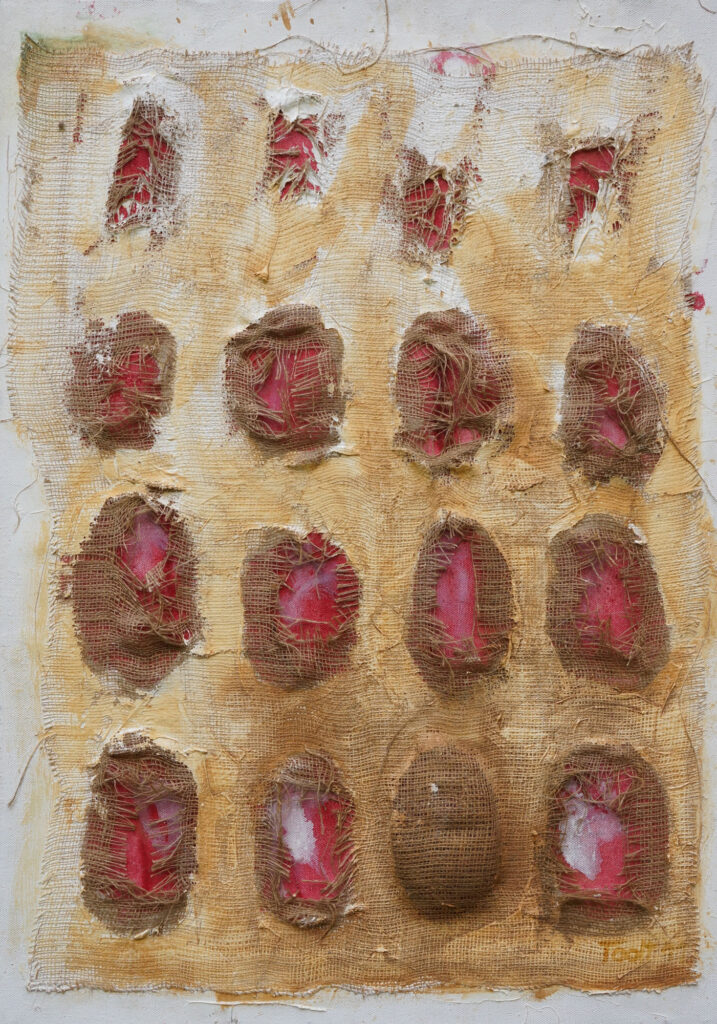 O.T., 2011, 100x74cm, Öl auf Jute und Leinen – von Birgit Todt