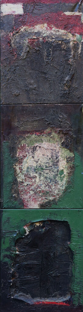O.T., 1999, 150x40cm, Öl auf Leinen/Sisal – von Birgit Todt